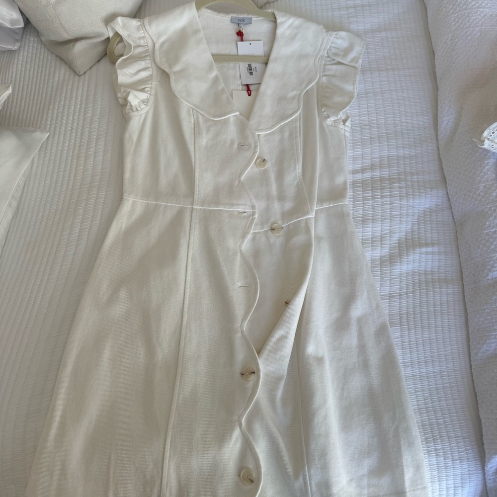 Elegant Cream Denim Dress